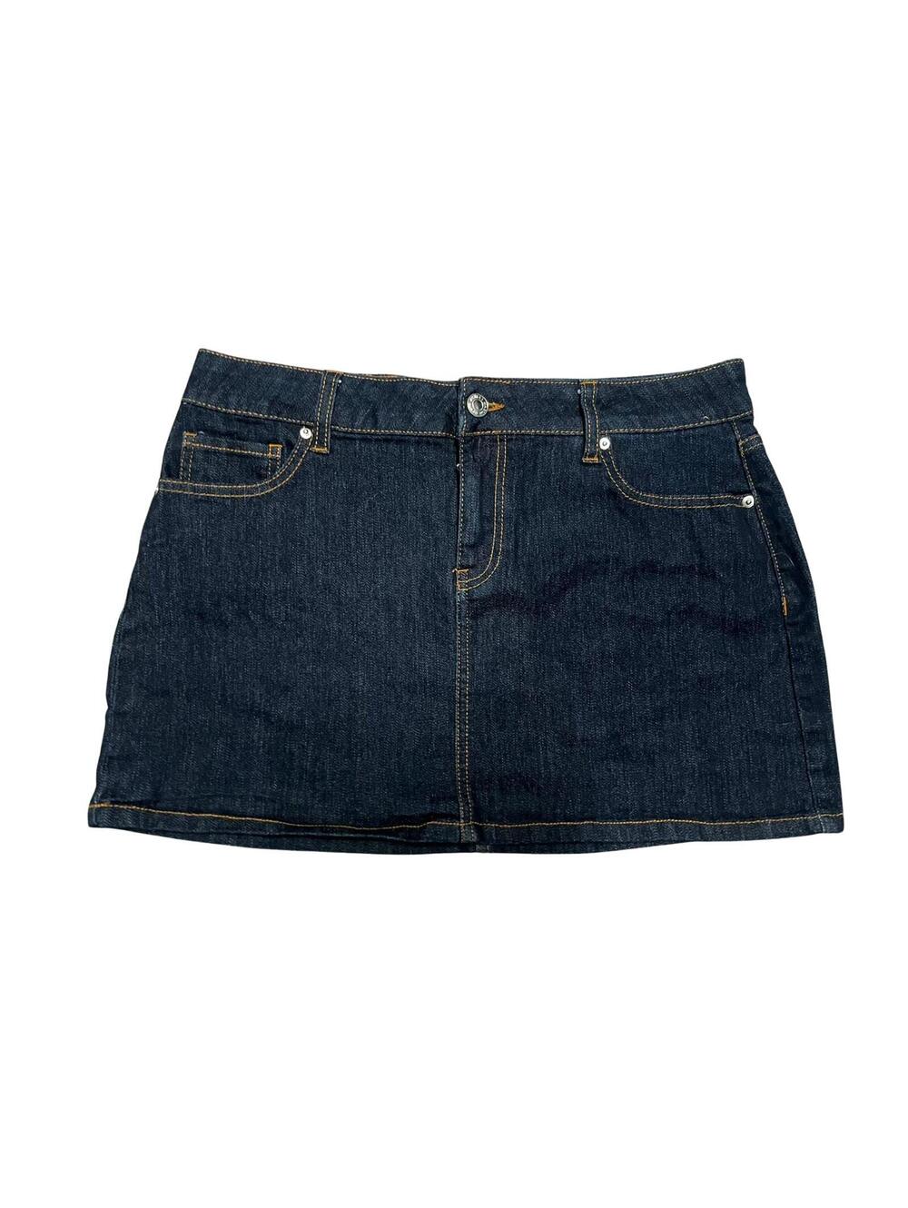 Ashley Mason Dark Wash Denim Mini Skirt Low Rise Y2K Womens Size 9